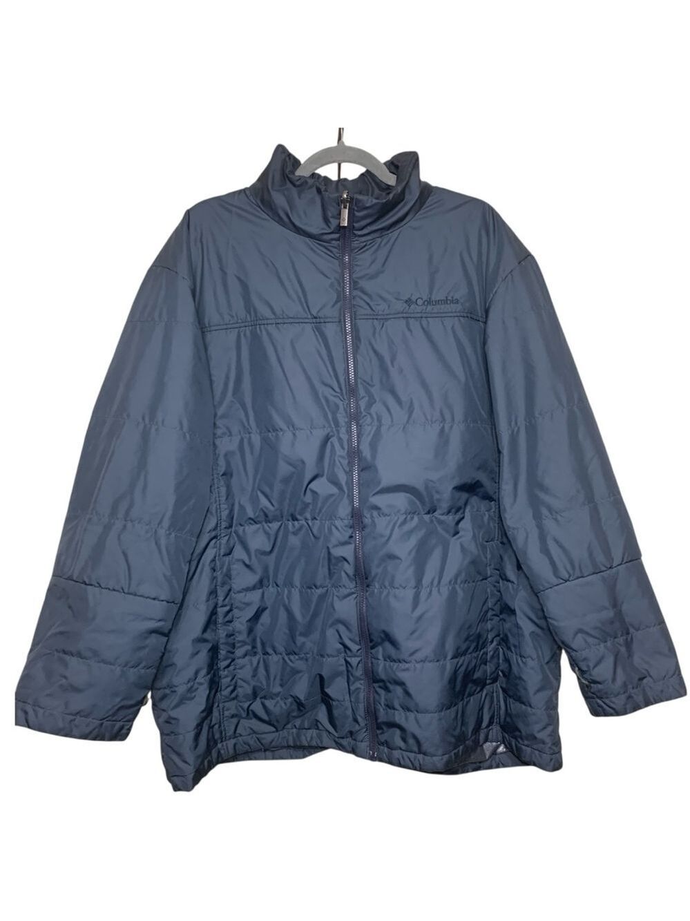 Columbia Omni Heat Blue Puffer Jacket Full Zip Sz 2XT Interchange Light Coat